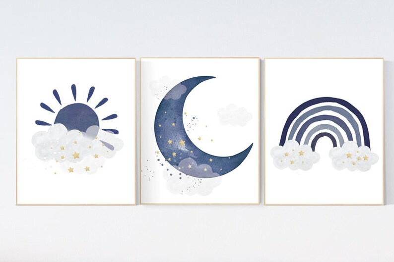 Navy Nursery Decor Boy Nursery Wall Decor Rainbow Nursery | Etsy