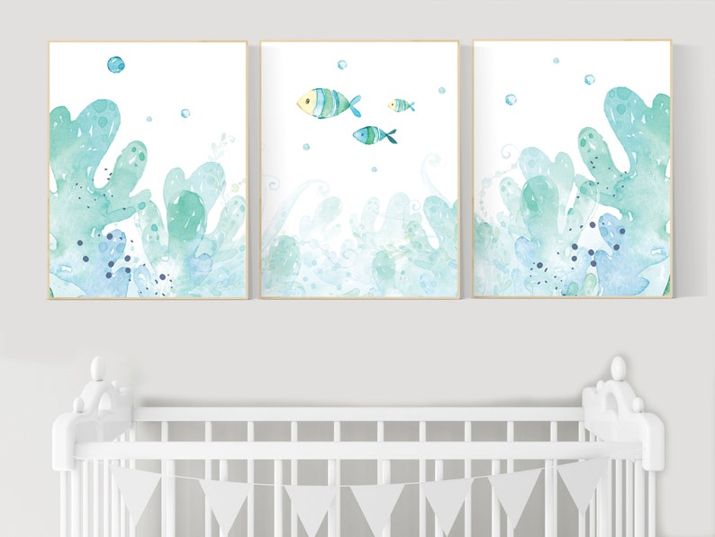 Under the Sea Wall Art Ocean Nursery Decor Nautical Nursery Etsy