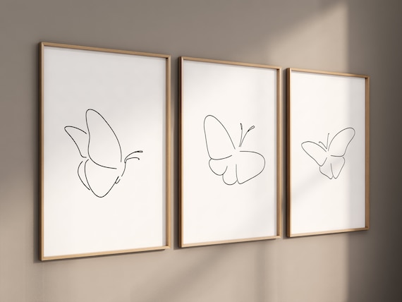 Nursery decor girl butterflies, Butterfly Nursery Art,  line art, Girl Nursery Art, Butterfly Nursery Decor for Baby Girl, Butterfly Art