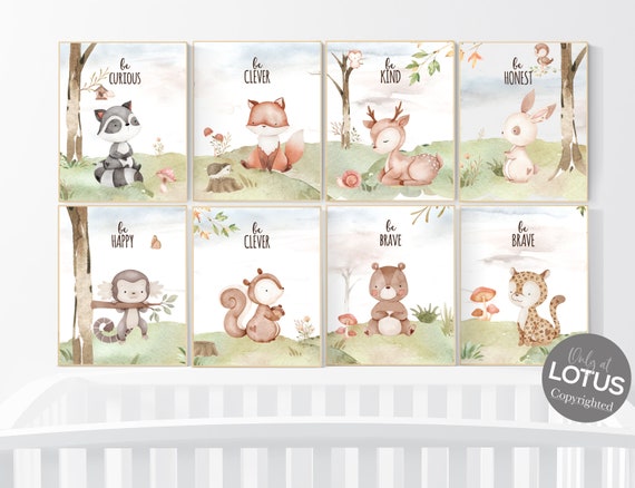 Woodland animal nursery, Woodland nursery decor, animals prints, gender neutral nursery, jungle animals, woodland animals, forest animals