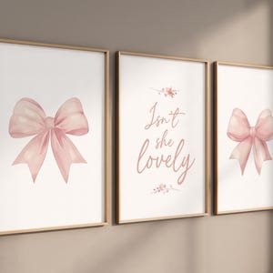 Bow print wall art, Bow nursery print, pink Bow nursery wall art, bow nursery art, bow nursery decor, bow print wall art pink, girl nursery