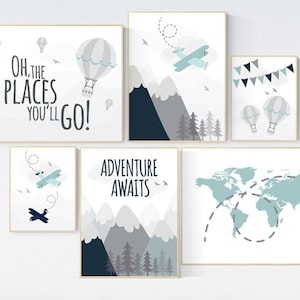 Decoração de berçário de aventura, decoração de berçário menino aventura, decoração de berçário menino avião, mapa-múndi berçário, aventura espera, oh os lugares