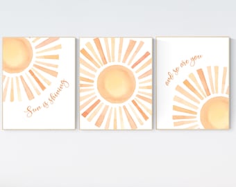 Boho Sunshine Nursery Print Set: Gender Neutral Kids Wall Art