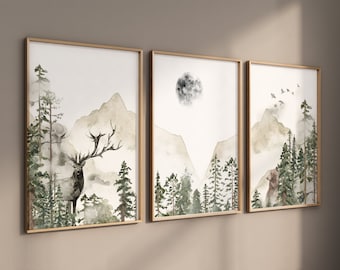 Woodland Nursery Art Prints: Mountain Adventure Theme Decor