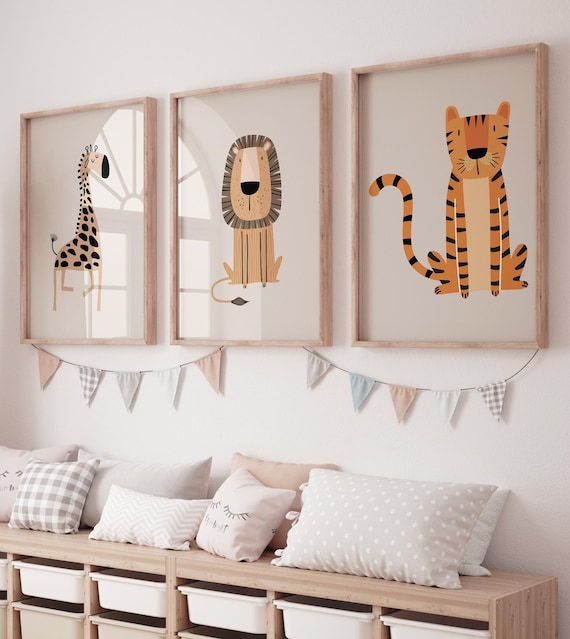 Safari Nursery Wall Prints, Boho Nursery Prints, jungle animals, Sage Green Nursery Art, animal Nursery Decor, animal prints