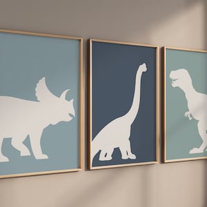 Dinosaur Prints for boys room, T-Rex Print, Triceratops Print, Brachiosaurus print, Dinosaur Wall art, Boy nursery decor, boys room wall art