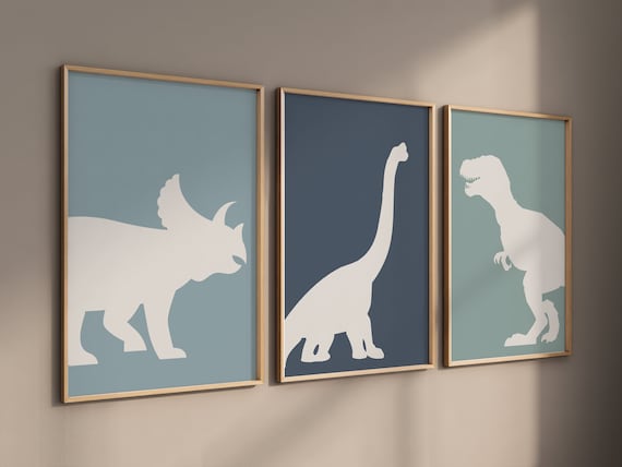 Dinosaur Prints for boys room, T-Rex Print, Triceratops Print, Brachiosaurus print, Dinosaur Wall art, Boy nursery decor, boys room wall art