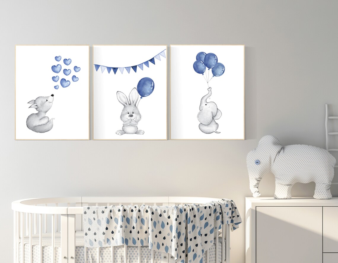 Navy Nursery Art Navy Blue Nursery Decor Boy Elephant Etsy
