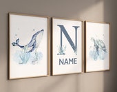 Ocean nursery decor, Nautical nursery print set, under the sea nursery, gender neutral nursery, whale nursery, Sea nursery, underwater