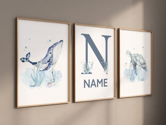 Ocean nursery decor, Nautical nursery print set, under the sea nursery, gender neutral nursery, whale nursery, Sea nursery, underwater