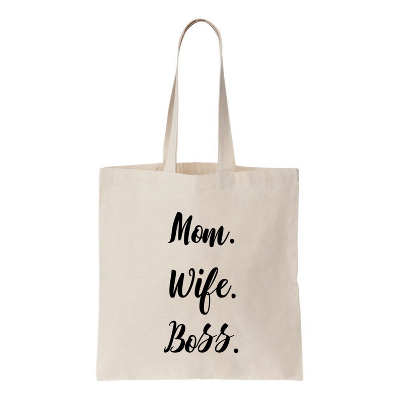 Every Day Bag Boss. Girl Boss Cotton Canvas Tote Bag Mom Beach Bag Book Bag Eco Friendly Re-Usable Wife Shopping Grocery Bag