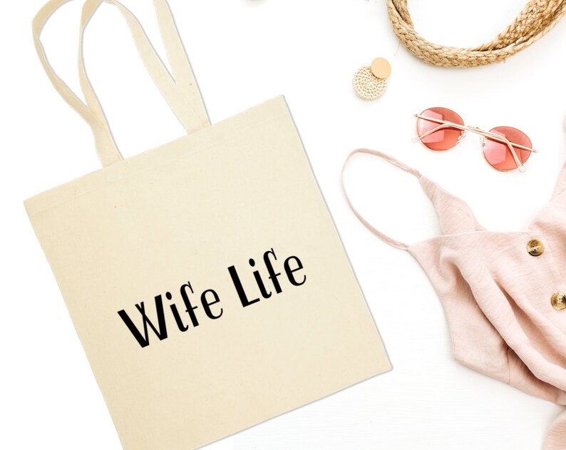 Beach Bag Re-Usable Girl Boss Cotton Canvas Tote Bag Wife Life Eco Friendly Every Day Bag Book Bag Shopping Grocery Bag