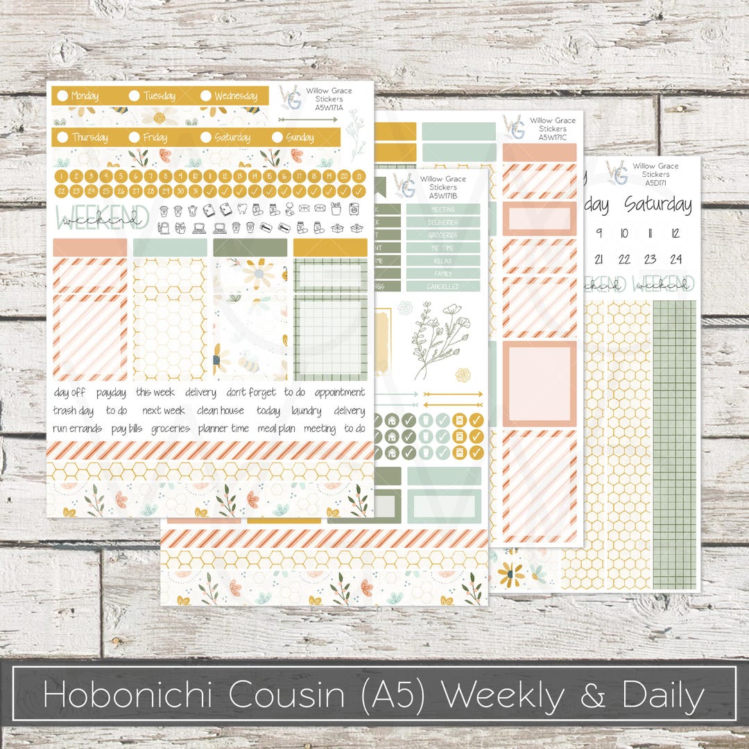 Hobonichi Cousin A5 Weekly/daily Sticker Kit A5W-171 - Etsy