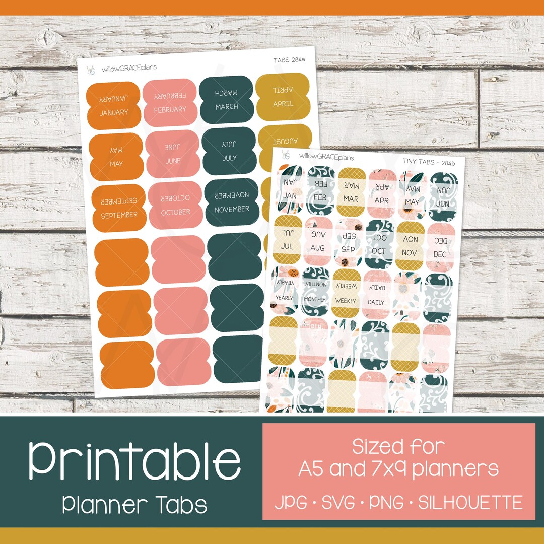 Printable Planner Tabs | Tab Stickers | Planner Stickers | TB-284 - Etsy