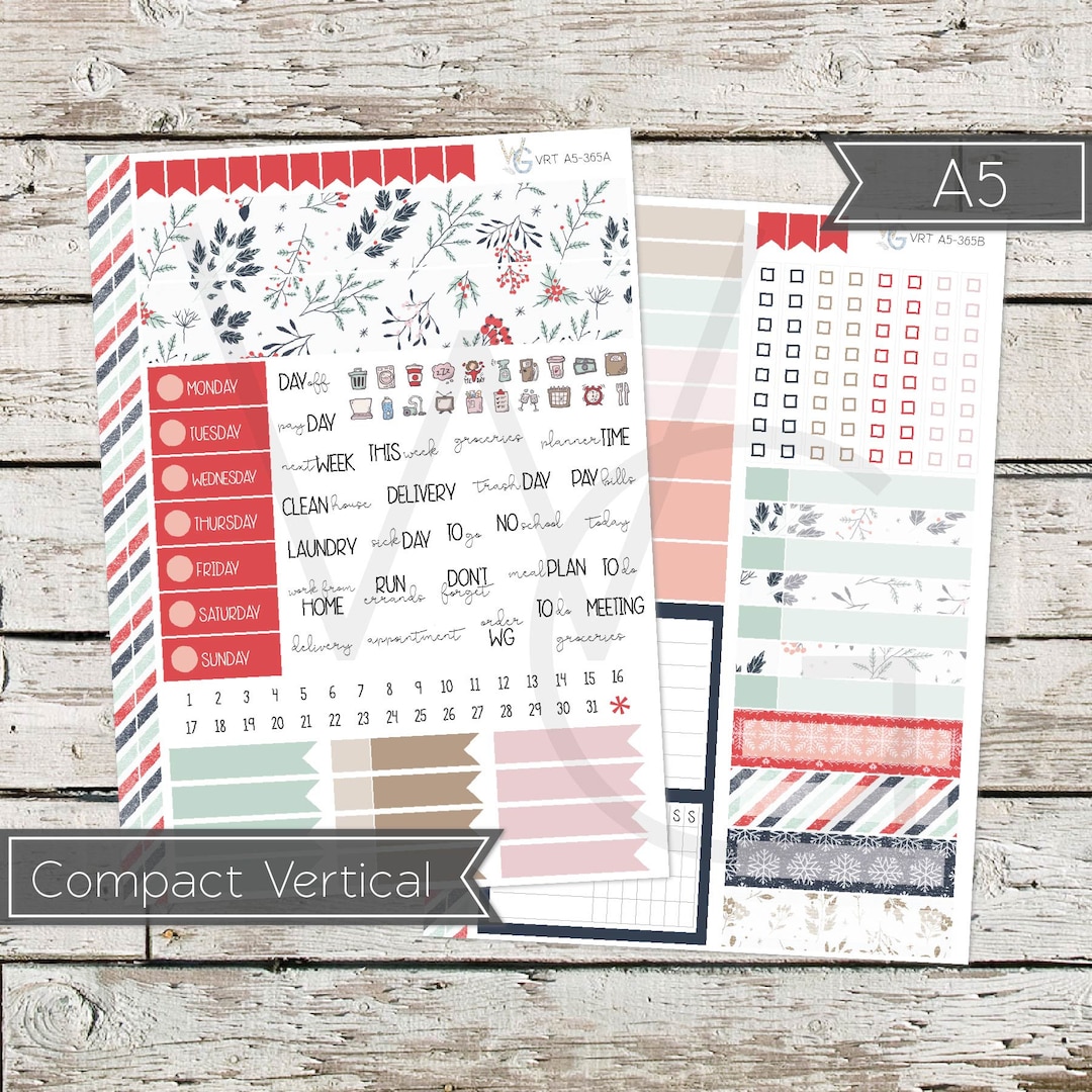 A5 Compact Vertical Sticker Kit Planner Stickers Compact - Etsy