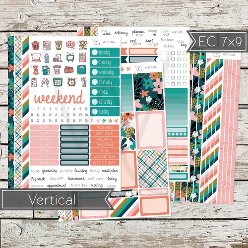 Planner Stickers Vertical Sticker Kit Weekly Sticker Kit Etsy