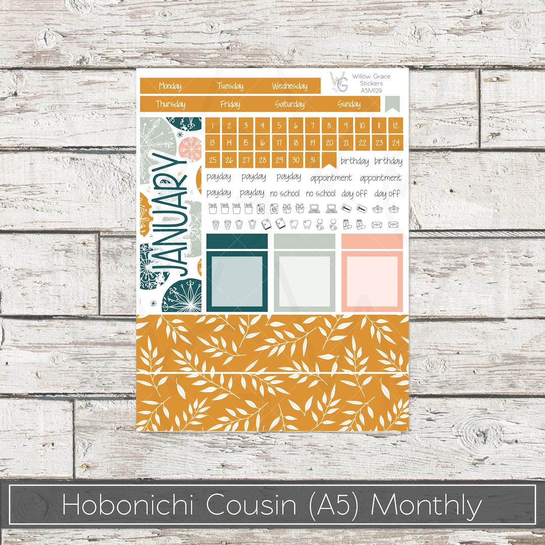 Hobonichi Cousin A5 Monthly Planner Stickers 5M-129 - Etsy
