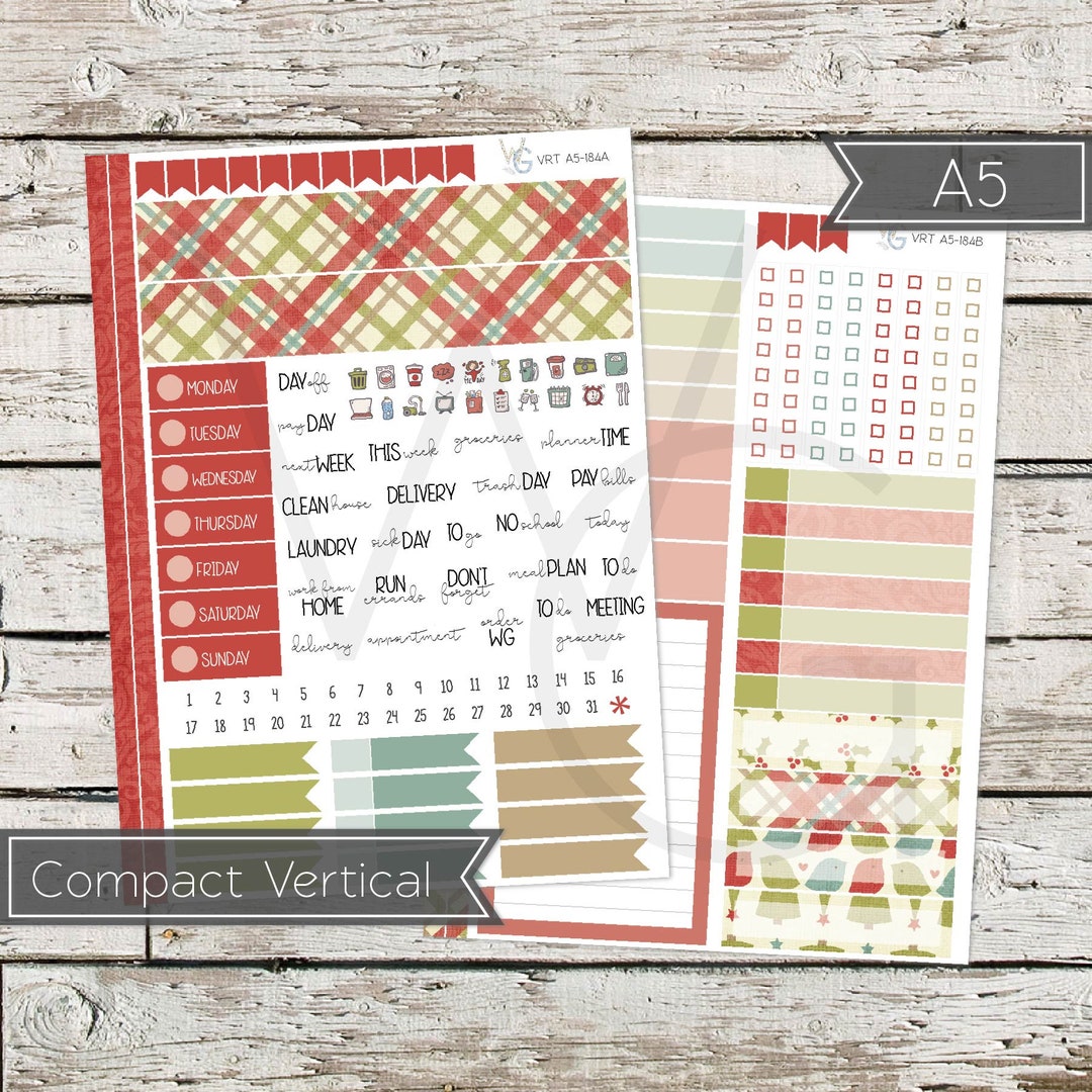 A5 Compact Vertical Sticker Kit Planner Stickers Compact - Etsy