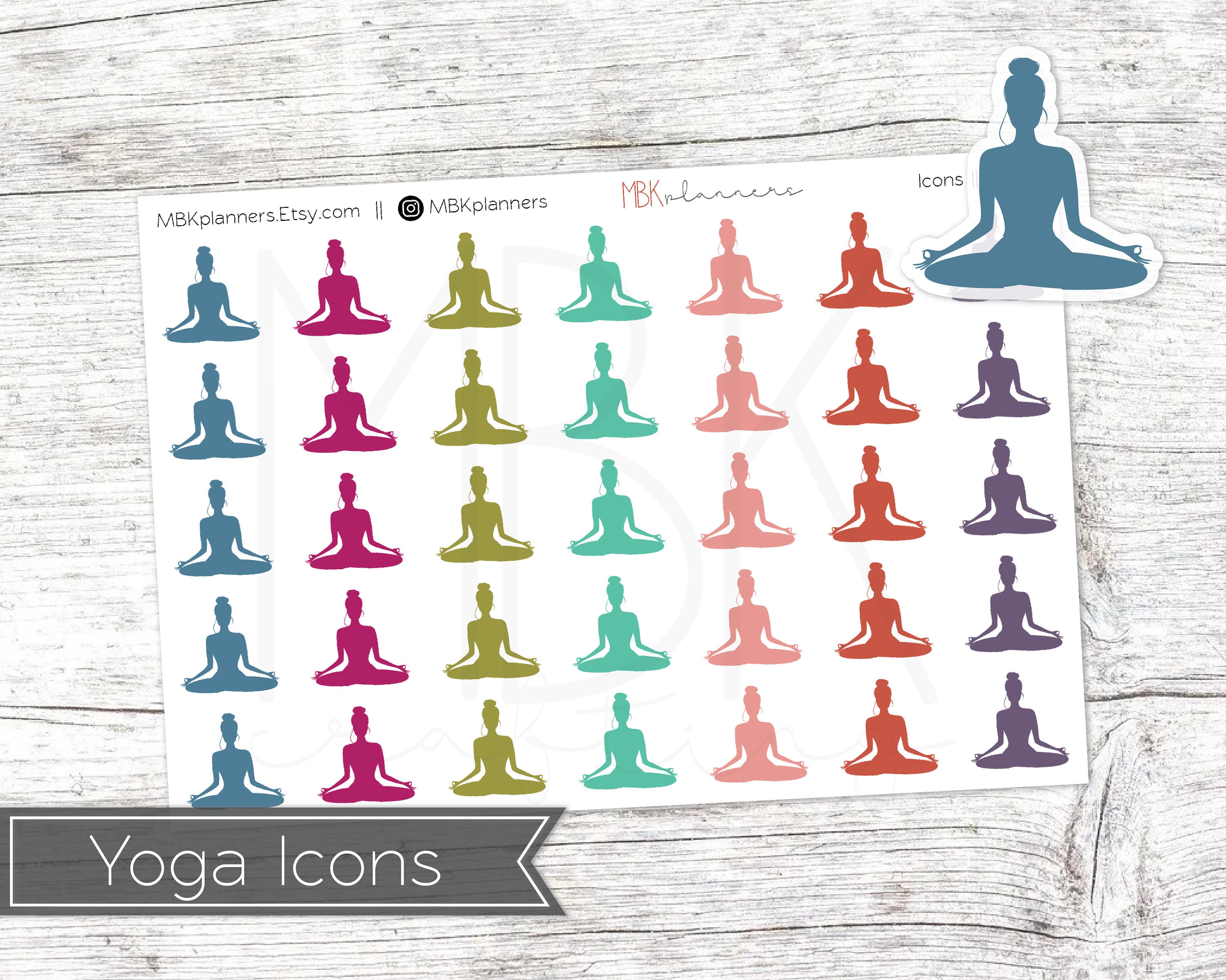 Yoga Icons Functional Planner Stickers Etsy