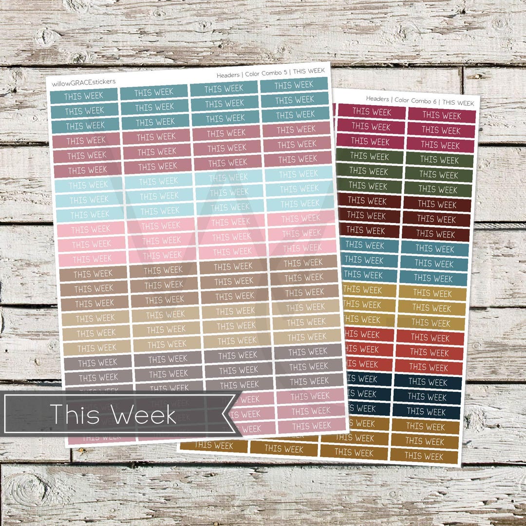 This Week Headers Functional Planner Stickers - Etsy