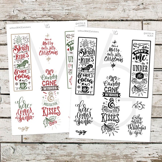 Planner Stickers Quote Stickers Christmas Word Stickers Planner Stickers  Q16 