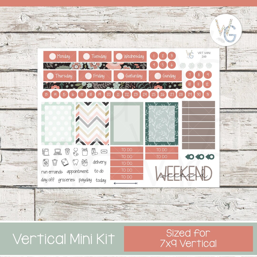 Planner Stickers • EC 7x9 Vertical Mini Sticker Kit • VM7-249 - Etsy