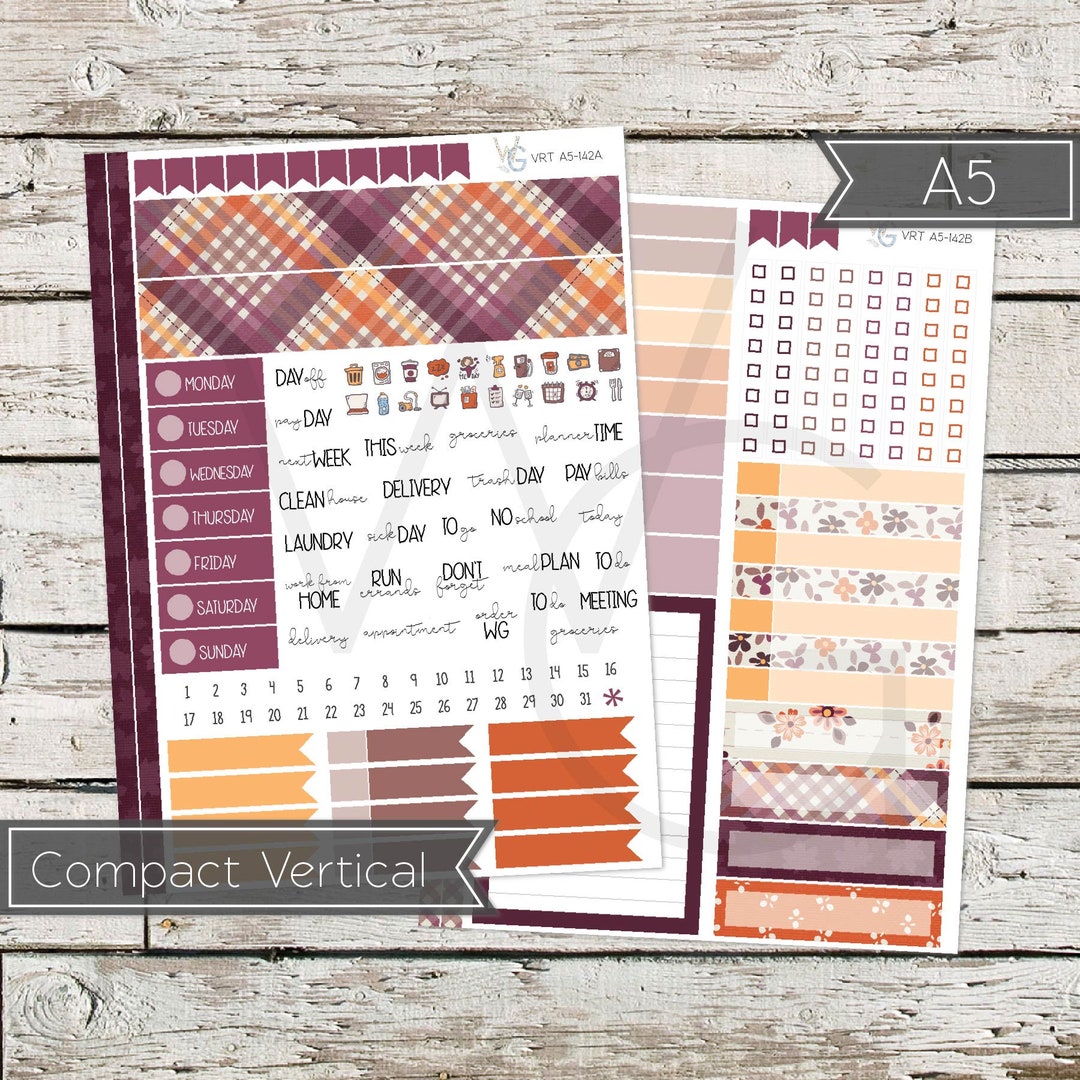 A5 Compact Vertical Sticker Kit Planner Stickers Compact - Etsy
