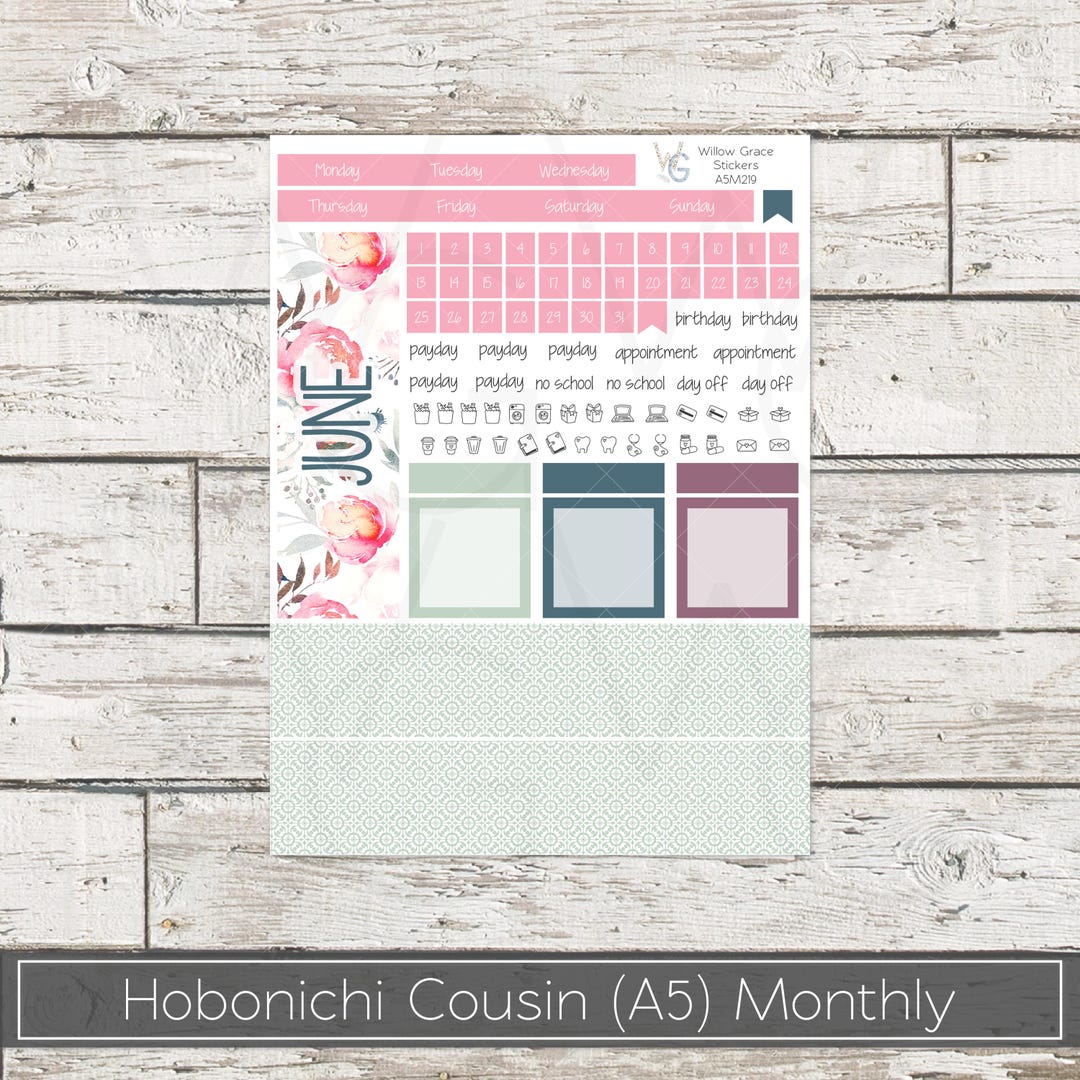 Hobonichi Cousin A5 Monthly Planner Stickers 5M-219 - Etsy