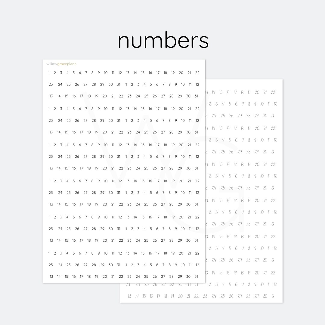 Word Number Sticker Numbers | Planner Word Stickers - Etsy