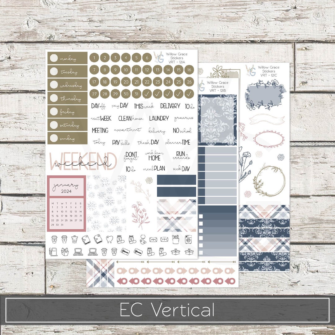 Ec Design Sticker Planner Stickers EC Vertical Planner Stickers Weekly Sticker Kit 7-121 ...