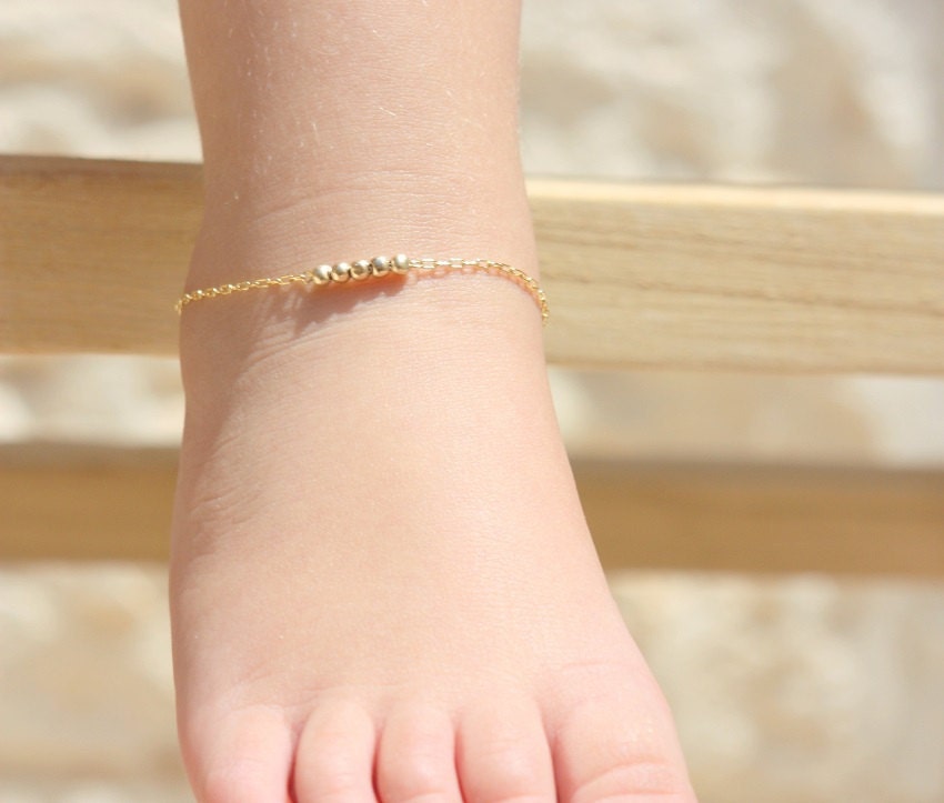 Baby Ankle Bracelet Gold Baby Anklet Flower Girl Birthday Etsy