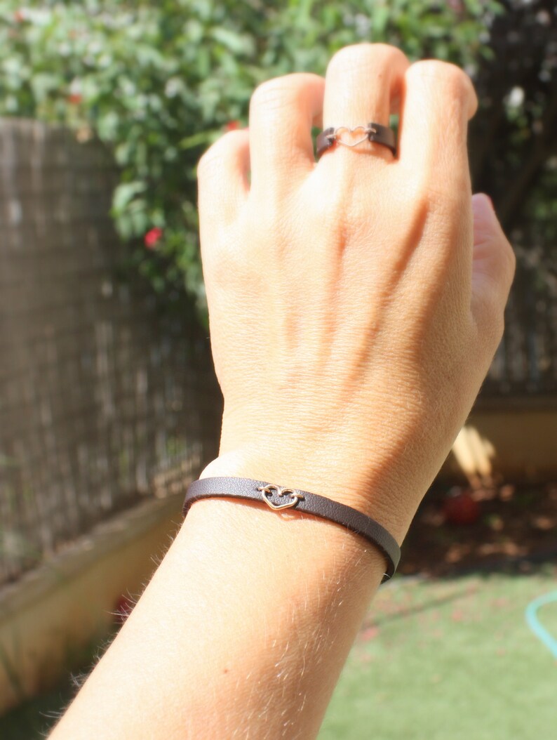 adjustable skinny leather bracelets for women leather jewelry thin leather gold heart bracelet