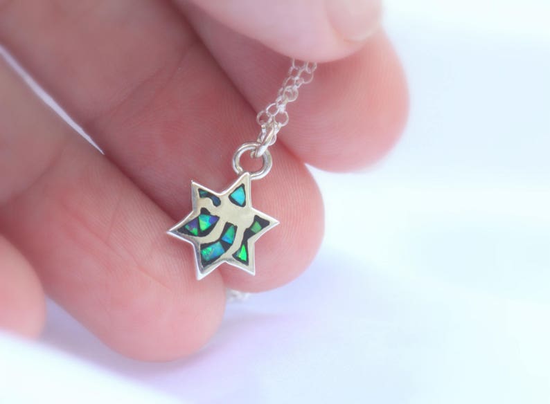 Solid 14k Yellow Gold Hang On Clip Star Of David Pendant Turquoise Ball Charm