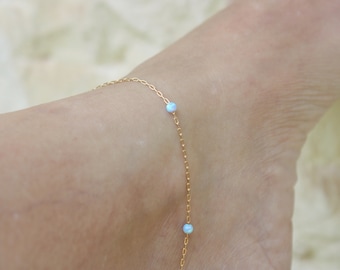 Natural Dandorite Opal With Golden Pyrite Beaded Anklet Adjustable Ankle Birthday Gift Wedding Gift Women Gift  Wife Gift Ankle Gift For Her
