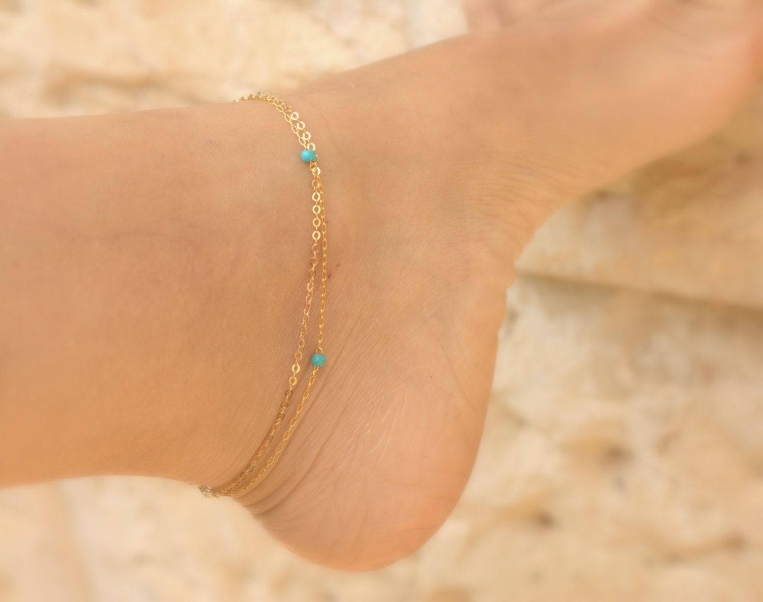 Double Layered Gold Anklet / Anklet / Gold anklet bracelet / Etsy