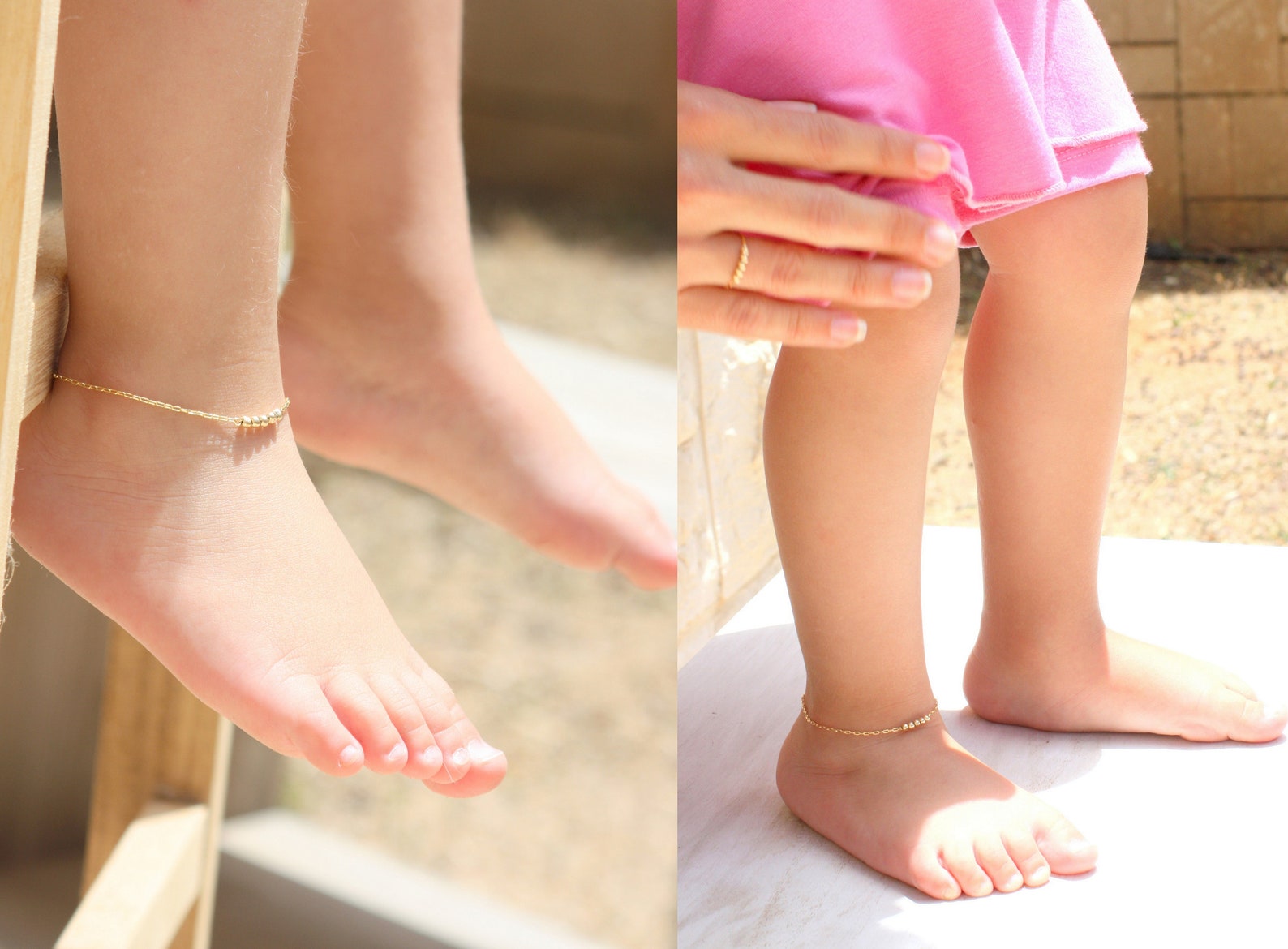 Baby Ankle Bracelet Gold Baby Anklet Flower Girl Birthday Etsy