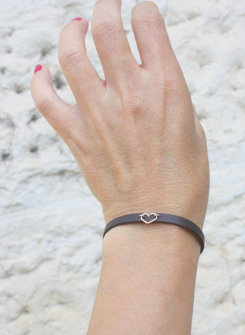 adjustable skinny leather bracelets for women leather jewelry thin leather gold heart bracelet