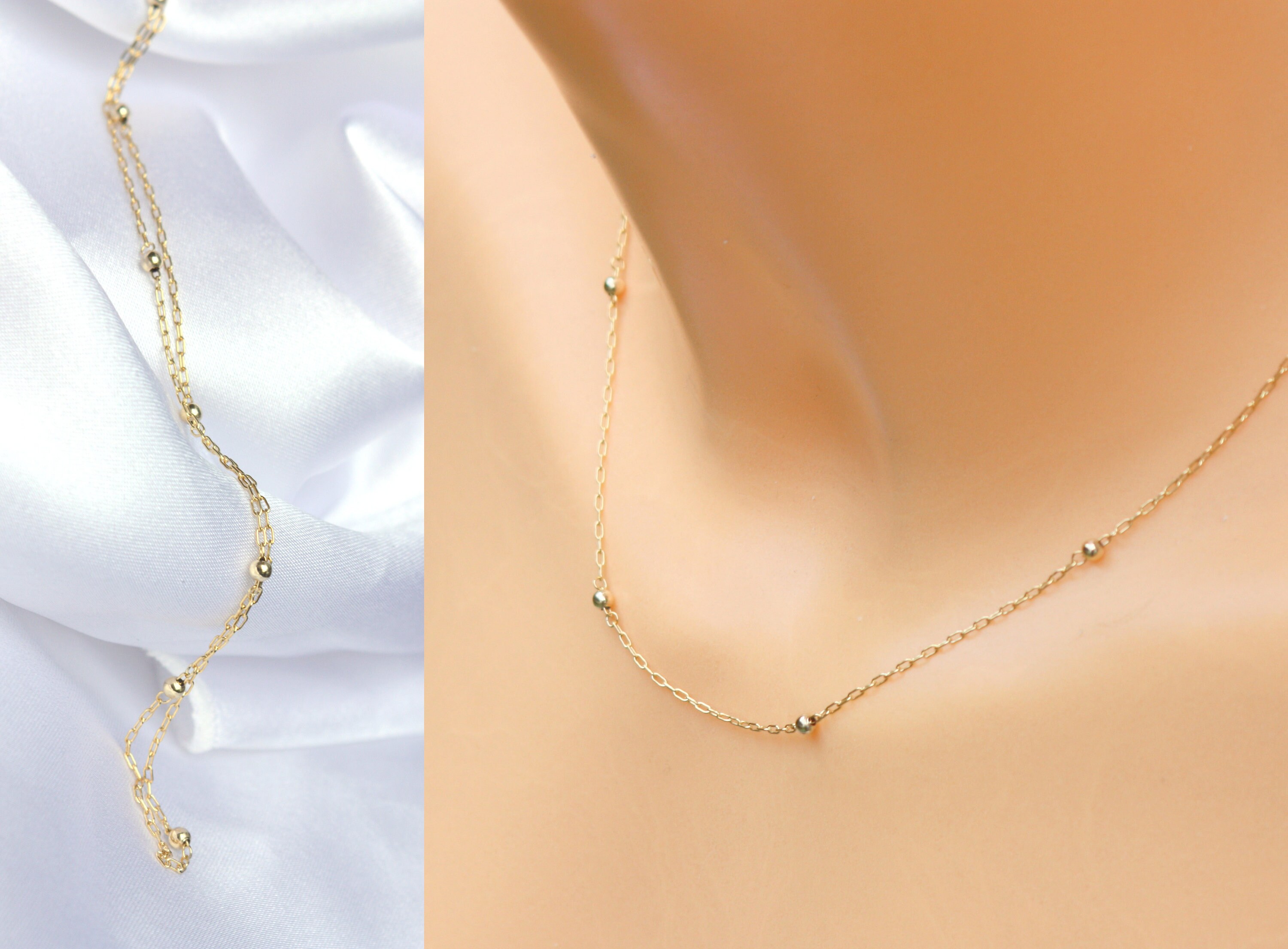 Thin Gold Chain Choker Necklace Gold 