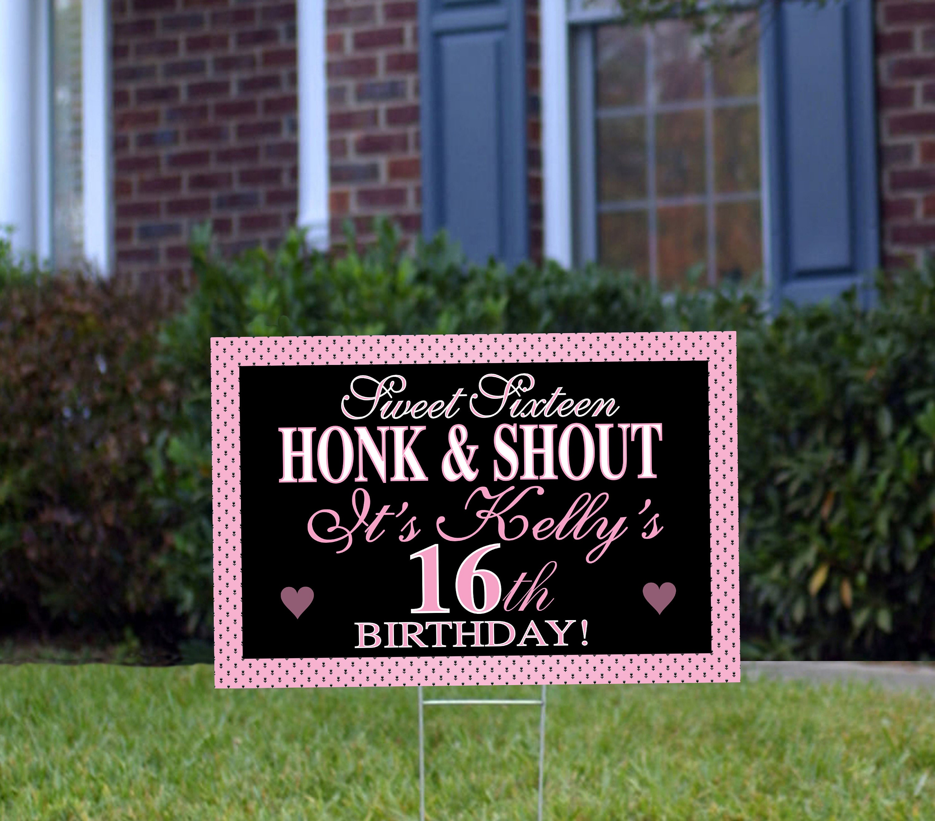 Sweet 16 Birthday yard sign prints on white coroplast Etsy