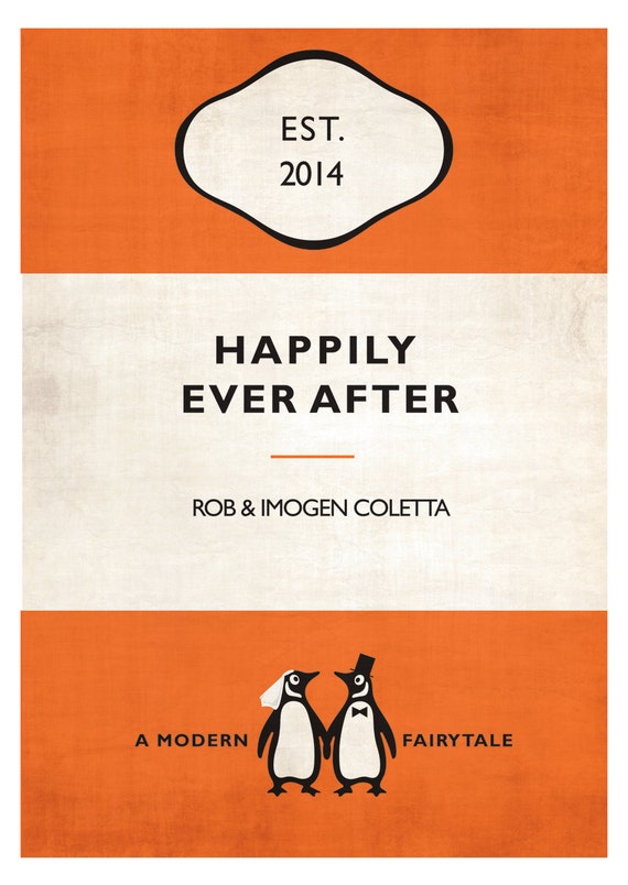 Birthday etc Personalized Penguin Book Cover Print Anniversary Bespoke Gift