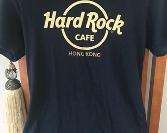 Hong Kong Vintage Tee, Hard Rock Cafe shirt, Navy Size S, Super Cute gift for her, Asian Shirt, Unique Girlfriend Gift, Mom Gift Under 20