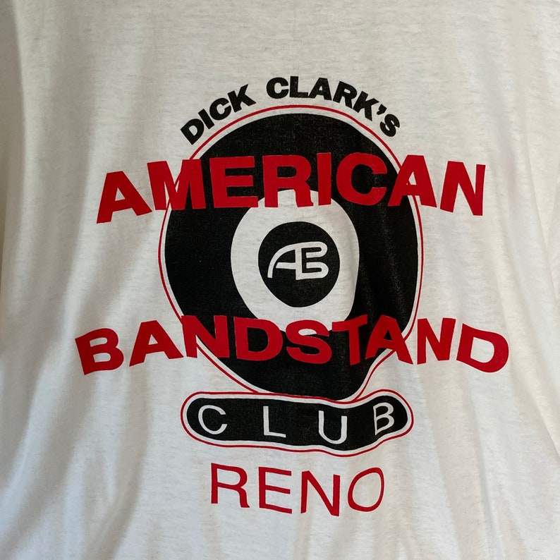 TV show shirt Rock n Roll Graphic Vintage American BandStand Tee Upcycled XL White Cotton Authentic 70/'s Band T shirt Screen Star Tag