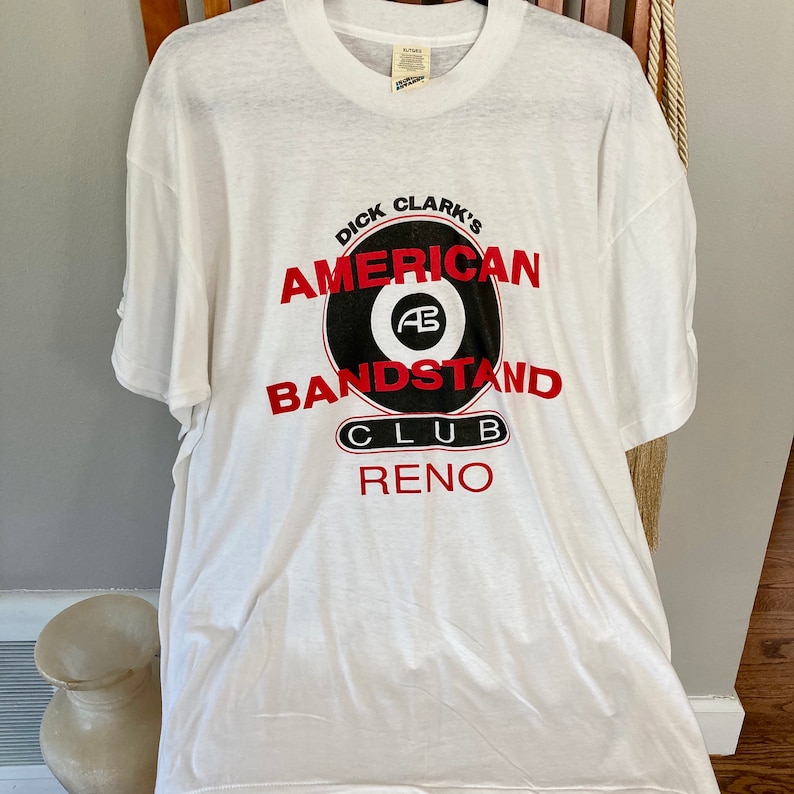 TV show shirt Rock n Roll Graphic Vintage American BandStand Tee Upcycled XL White Cotton Authentic 70/'s Band T shirt Screen Star Tag