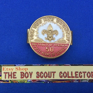 Boy Scouts Of America 1960 50 Years Of Service Neckerchief Slide For God And Country