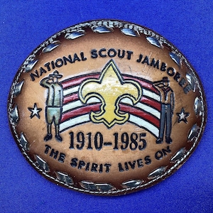Boy Scout 1985 National Scout Jamboree Large Leather Belt Buckle