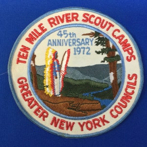 Écusson scout vintage 1972 : camp de Ten Mile River, municipalités du Grand New York