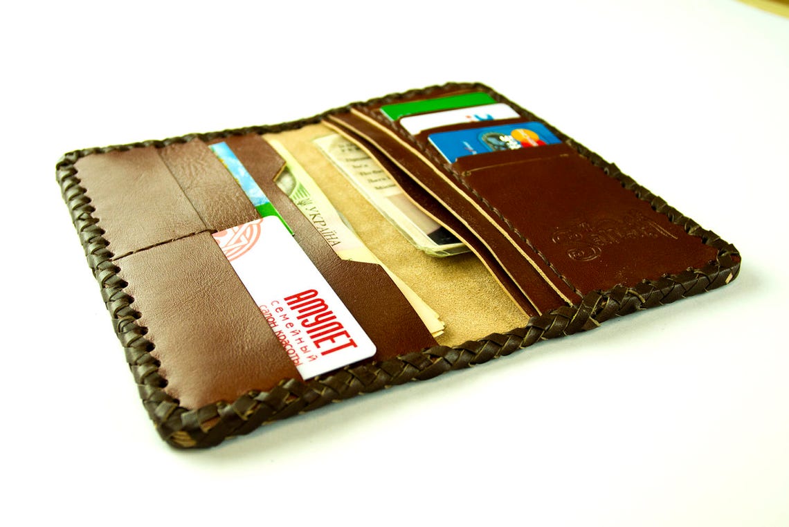 Leather Mens Wallet Case Bifold Mens Leather Wallet Brown Etsy