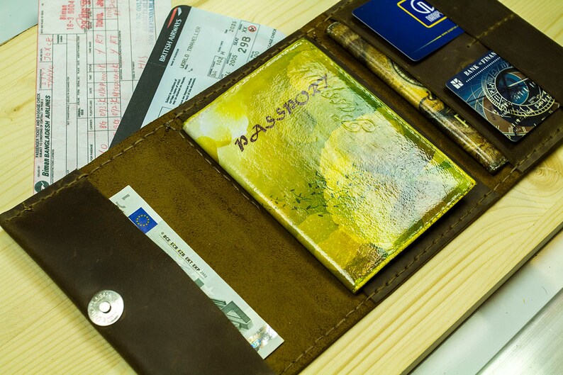 Leather Travel Wallet Nomad Passport Case Travel Organizer Etsy