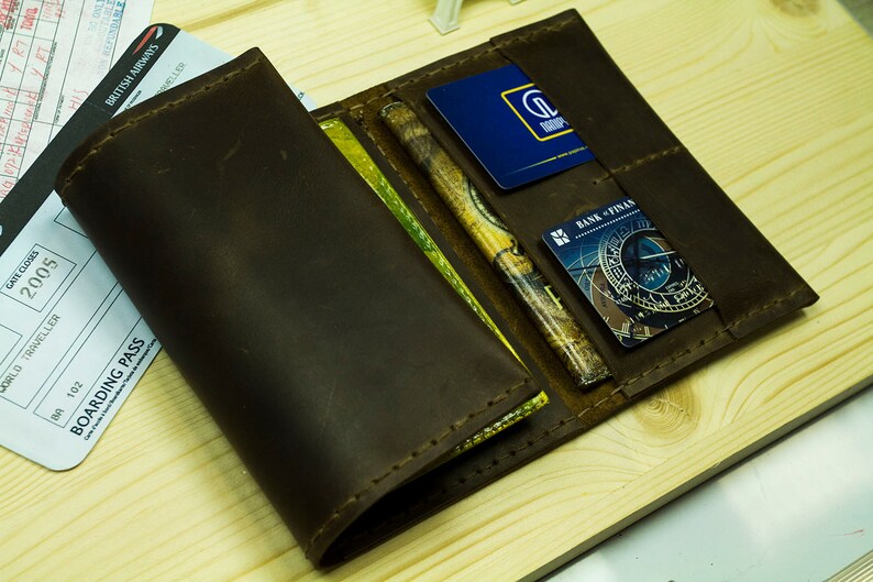 Leather Travel Wallet Nomad Passport Case Travel Organizer Etsy