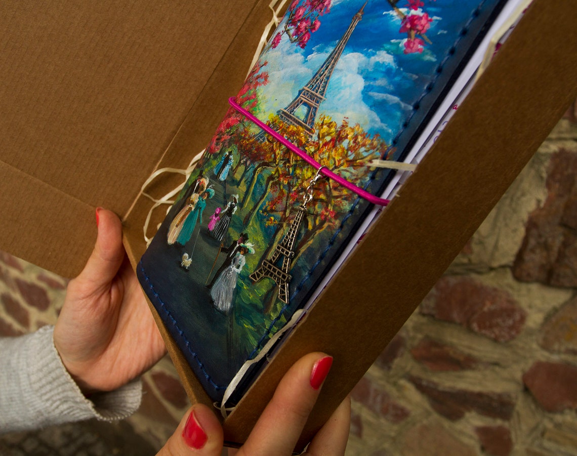 Paris Journal Travelers Notebook Leather Journal Custom Hand Etsy